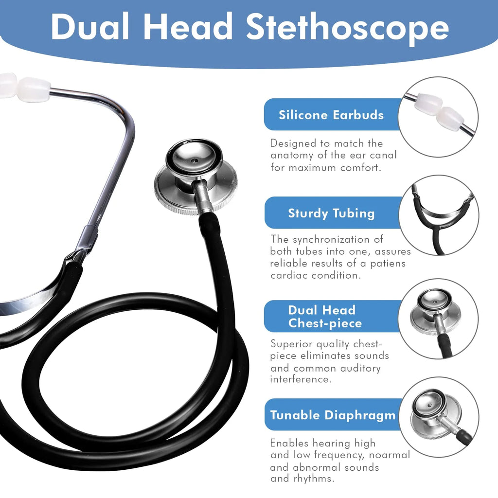 JUSTLANG Professional Dual Head Stethoscope Medical Equipment Multifunctional Device Protable Doctor Nurse Cardiology