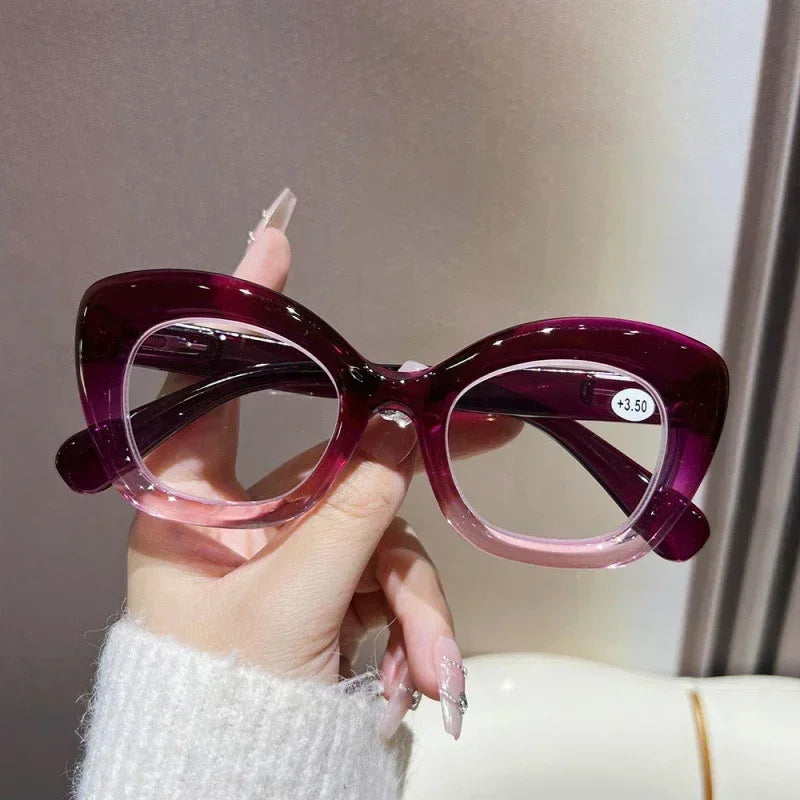 Women Retro Large Frame Reading Glasses Men Anti-blue Fashion High-definition Presbyopia Eyewear Vintage Far Sighted Eyewear
