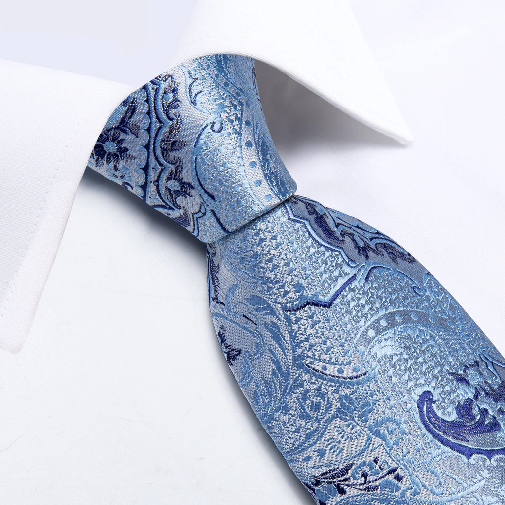 Men Tie with Golden Color Metal Ring Fashion 8cm Tie Set Handkerchief Cufflinks Business Wedding Party Accessories Gift for Men