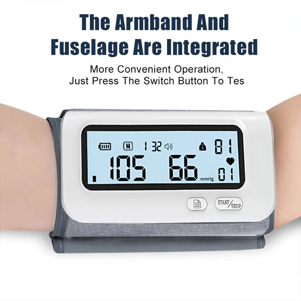 Blood Pressure Monitor, Attached Universal Upper Arm Cuff, Digital LCD Display, Charger Cable and Carrying Case Included