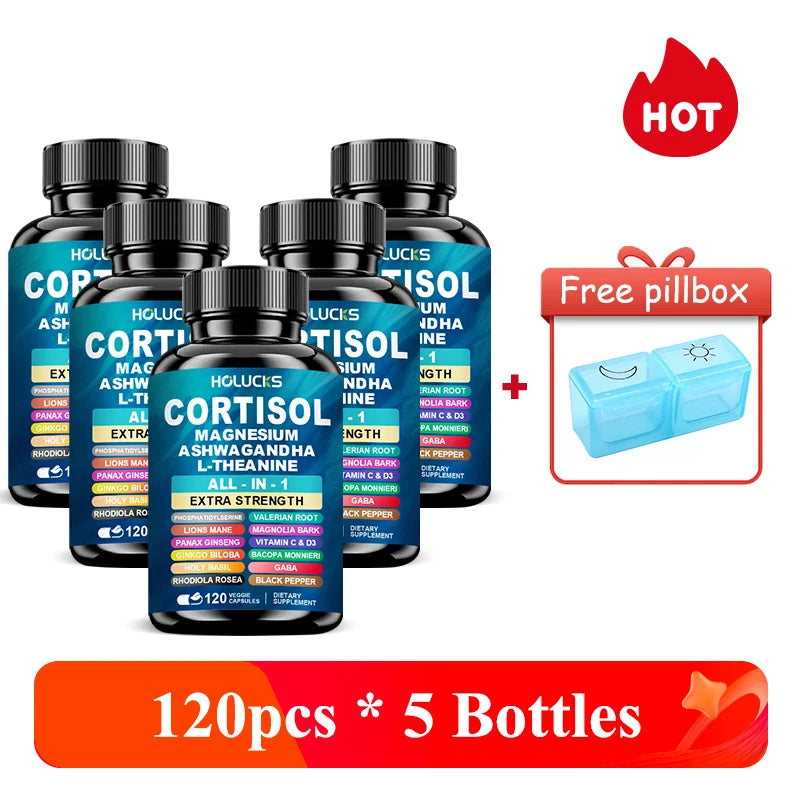 Natural Cortisol Supplement, Support Enhances Cognitive Function, Memory, Reduces Nighttime Awakening & Morning Anxiety, Vegan