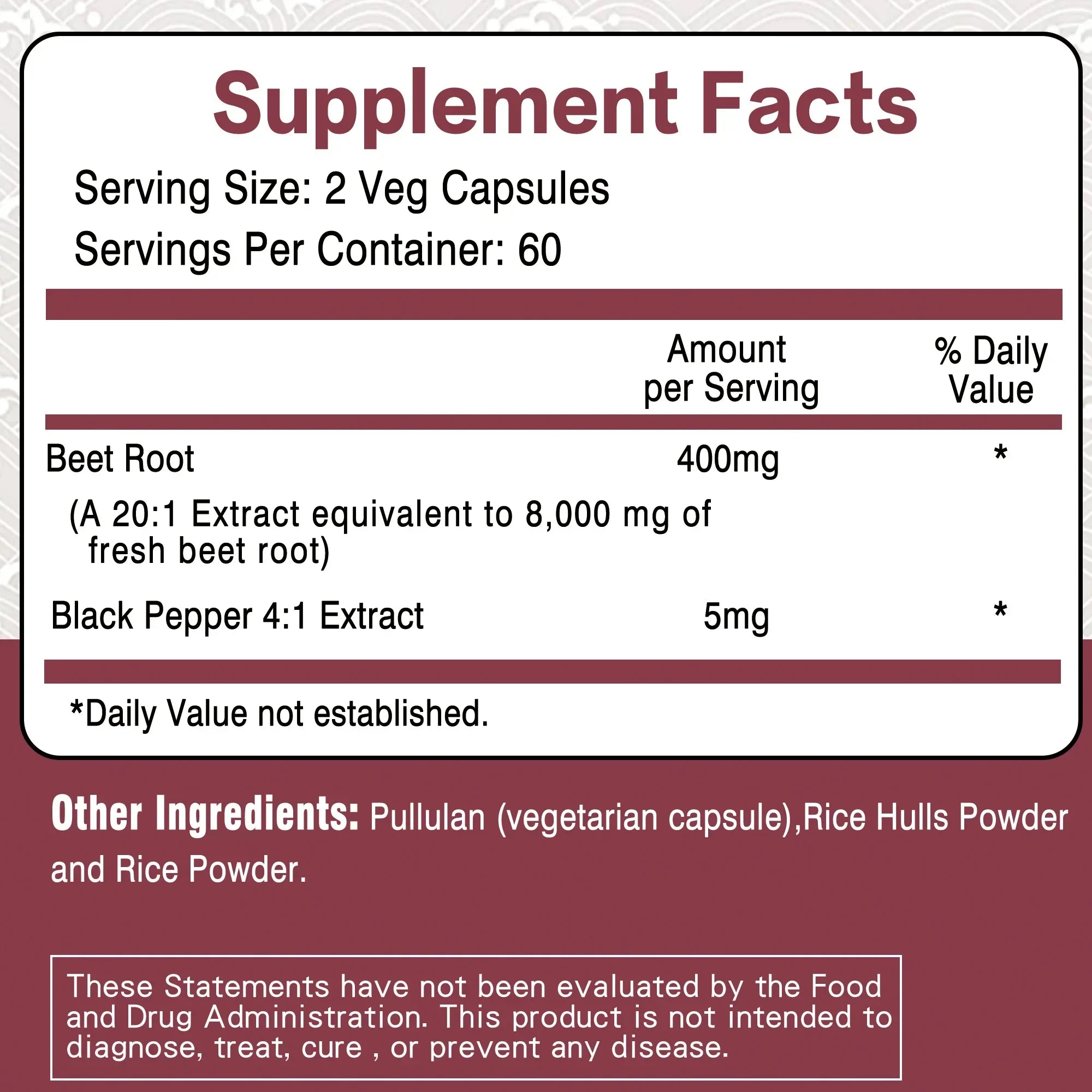 Beet Root Capsules - Supports Healthy Blood Pressure Levels, Promotes Circulation, and Enhances Absorption - 120 Capsules