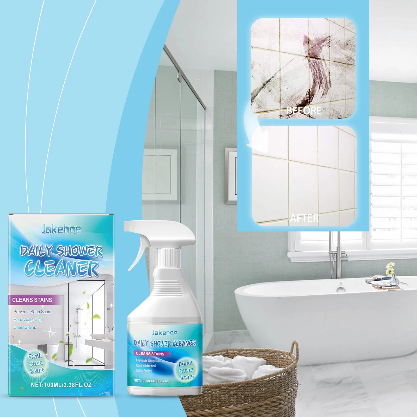 Bathrooms Cleaning Agent Strongly Removing Stubborn Stains Limescale Restore Shines No Residual Refresh Air Daily Shower Cleaner