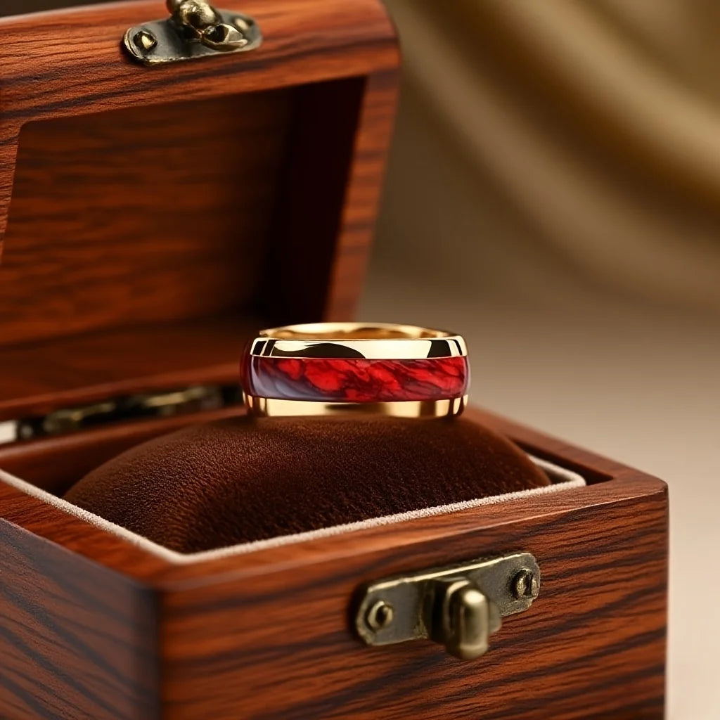 8MM Fashion Men Women Red Stainless Steel Rings Unique Wedding Engagement Band Jewelry Party Unisex Steel Ring Accessories