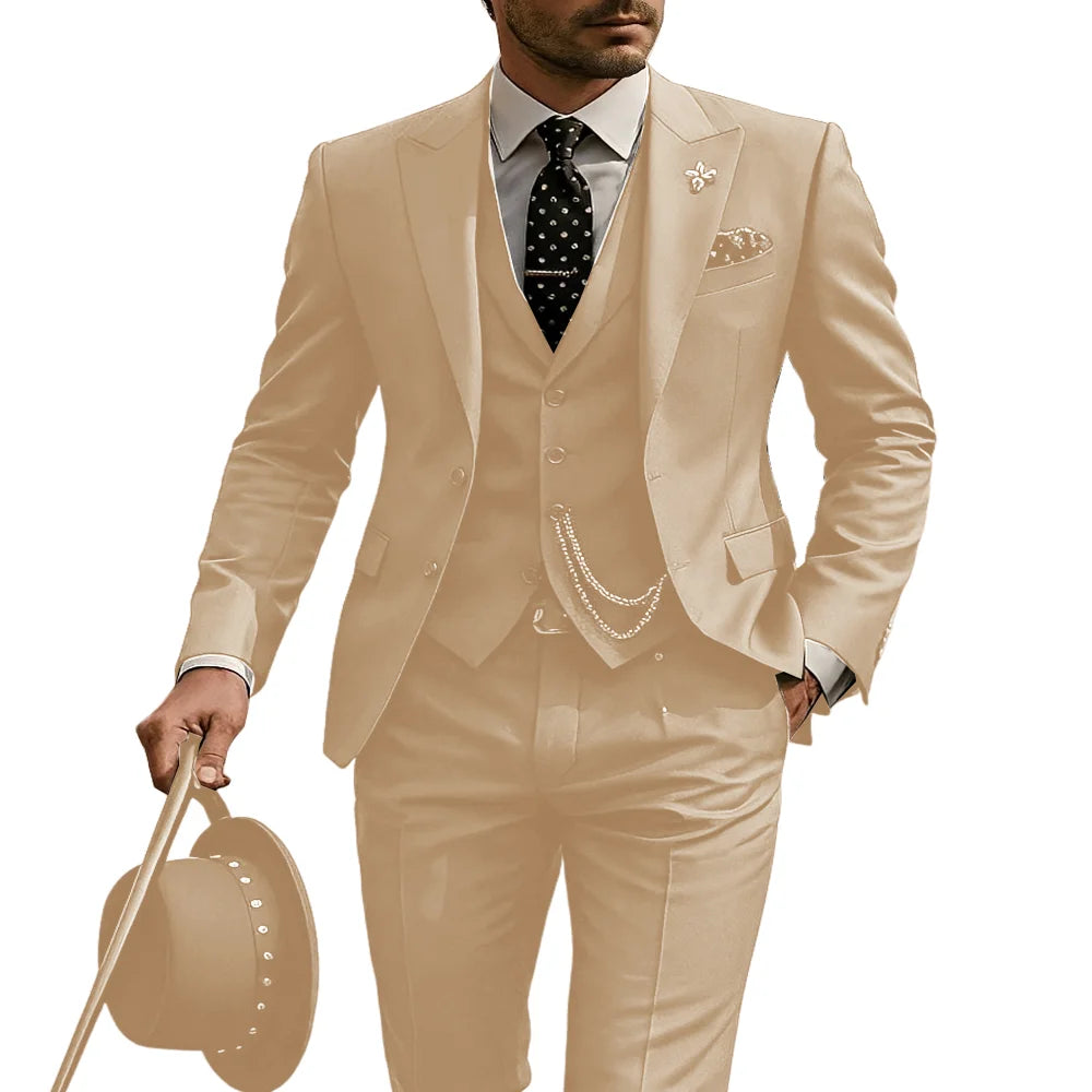 Men's 3-Piece Suit, Wedding Groom's Tuxedo, Party Custom Suit, Elegant Ouifit Custom Blazer and Trousers Vest