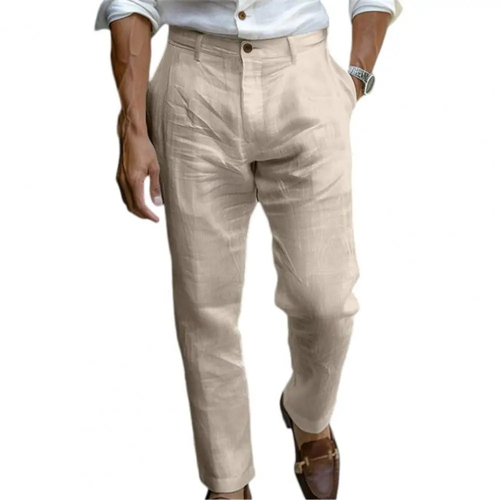 Suit Pants Men's Cotton Linen Pants Male Autumn New Breathable Solid Color Linen Trousers Streetwear