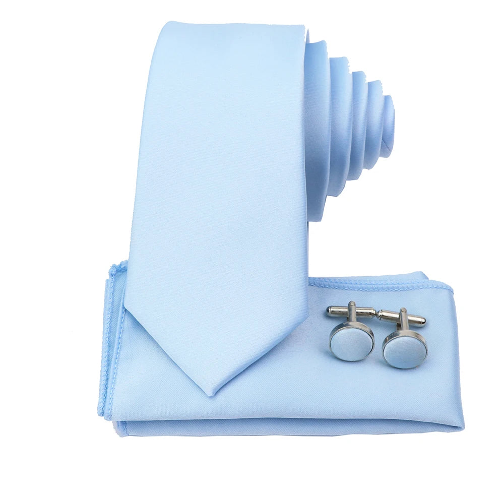 Men's Colorful Polyester Necktie Bowtie Cufflink Brooch Set Sage Green Pink Ties Business Wedding Party Shirt Accessories Gift