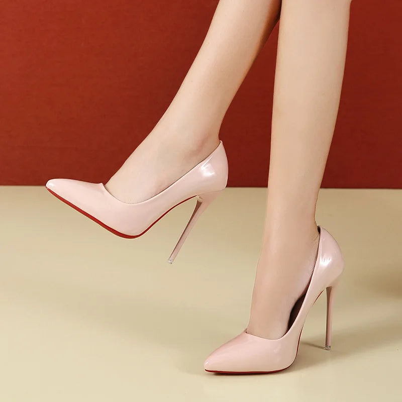 Women's Shoes Red Sole High Heels Sexy Pointed Toe 12cm Pumps Stiletto Women Wedding Shoes Plus Size Dress High Heels Tacones
