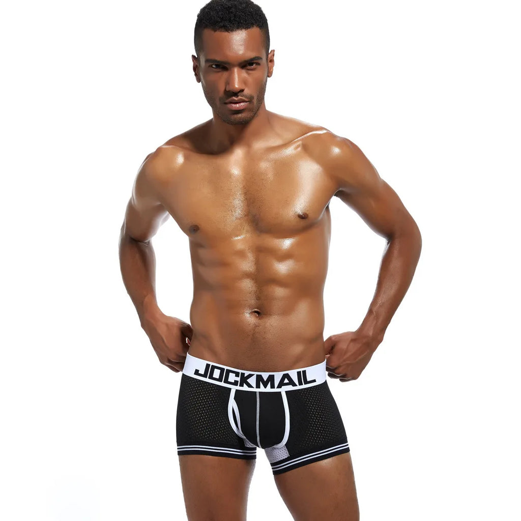 JOCKMAIL Men Underwear Boxes Mesh Quick Drying Ice Silk Breathable Youth Fashion Calzoncillos Sexy Am Gosteren Killer Sansursuz