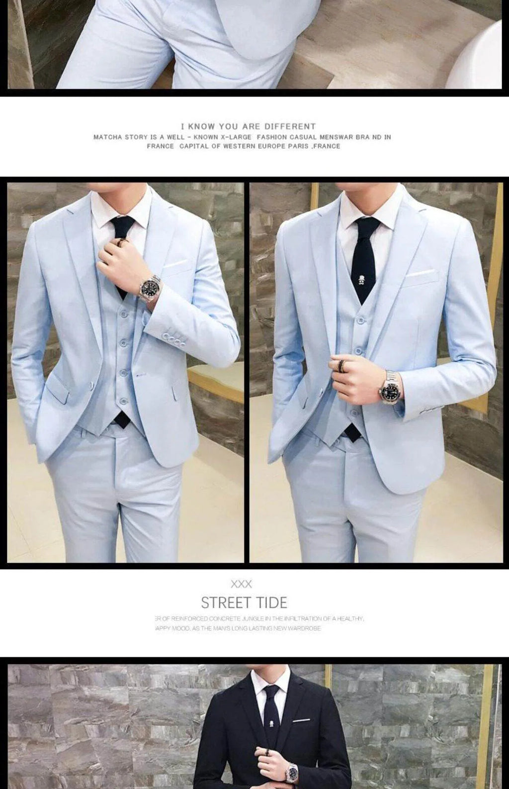 Men's Three-Piece Suit Set Business Formal Tailored Wedding Groomsmen Dress Spring Fashion Urban Polyester Blend Standard Fit