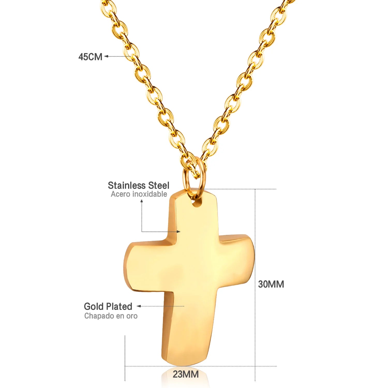 Classic Cross Pendant Necklaces For Women Girls Fashion Gold Plated Stainless Steel O Chain Collares Para Mujer Jewelry Gifts