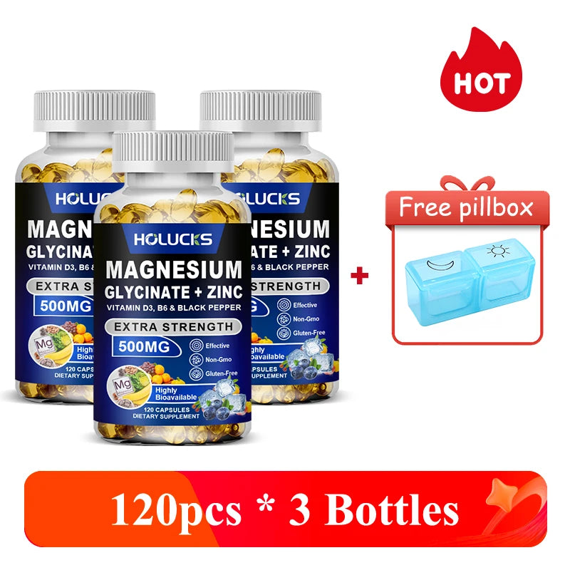 Magnesium Glycinate Supplement, Improve Mood, Sleep Support, Muscle Relaxation & Heart Wellness, for Men Women