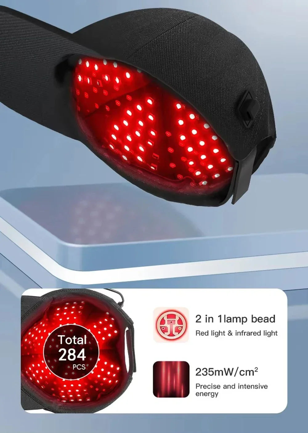 LED Red Light Therapy Hat For Hair Growth Red & Infrared Light Hair Growth Cap For Hair Loss Promote Hair Fast Regrow Care Cap