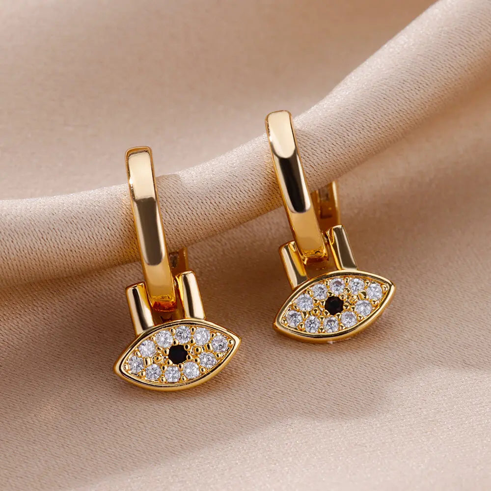 Zircon Cross Drop Earring for Women 2023 Gold Color Stainless Steel Earrings Luxury Ear Buckle Jewelry Wedding Gifts pendientes