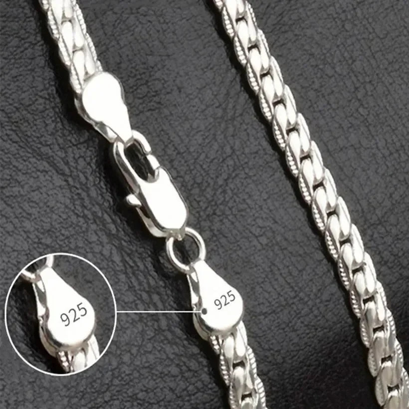 925 Sterling Silver 18K Gold Full Sideways Figaro Chain Necklace For Woman Man Fashion Wedding Engagement Jewelry Gifts