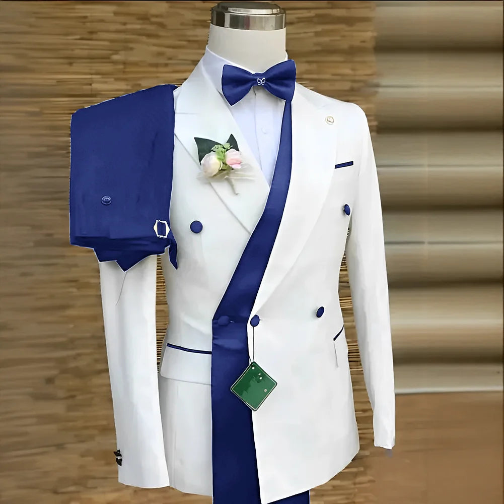Double Breasted Formal Suits for Men Business Prom Blazer with Pants Wedding Groom Tuxedo Male Suits Custom 2 Pieces Suit Jacket