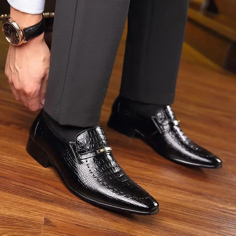 Shoes Luxury Mens PU Leather Pattern Men Business Dress Shoes Casual Social Shoe Male Wedding Footwear Zapatos Hombre 2023