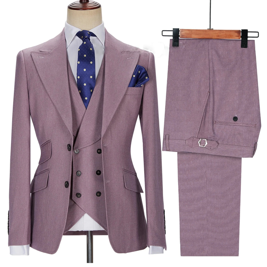 New Men Suits Set Tuxedos Wedding Dress Casual Blazer Jacket Vest Pants Tailor-Made Clothes Costume Homme