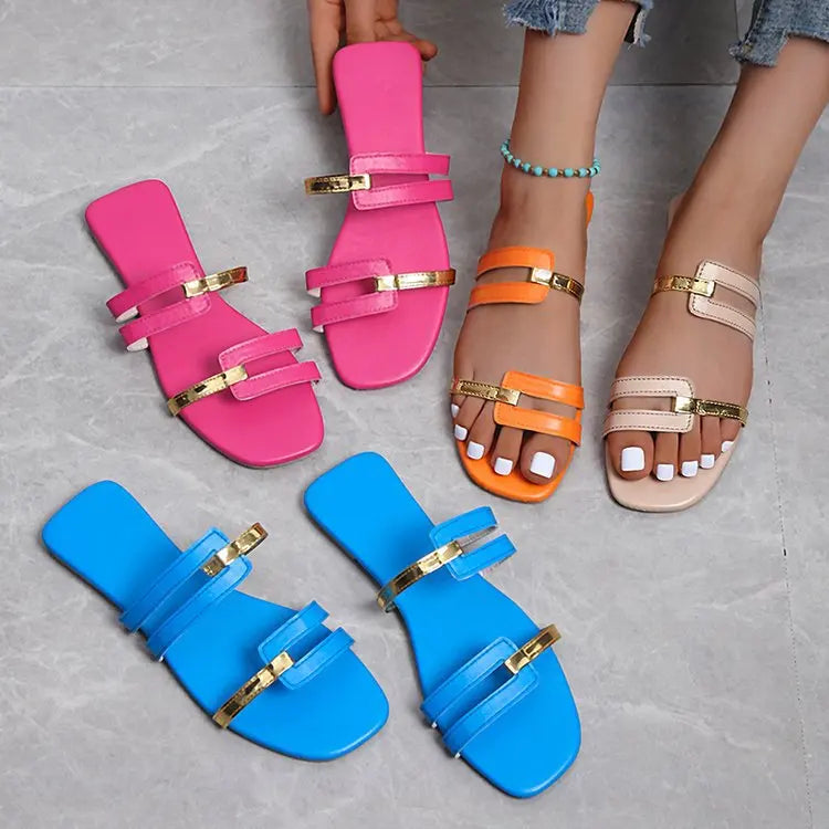 Women's Shoes Summer Flats Flip Flops Dress Shallow Casual Female Slides Rome Open-toe Women Slippers Slingback Sandals2023