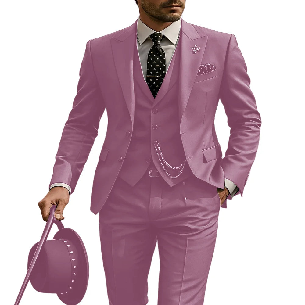 Men's 3-Piece Suit, Wedding Groom's Tuxedo, Party Custom Suit, Elegant Ouifit Custom Blazer and Trousers Vest