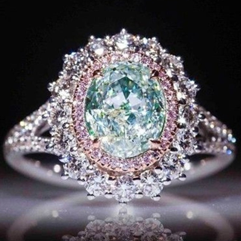 Luxurious Silver Color Inlaid Pink Zircon Multicolour Stones Rings for Women Shining Engagement Wedding Rings Jewelry