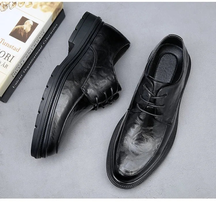 Men's shoes new spring and autumn British style leather shoes men's business dress big head cowhide work non-slip casual shoes