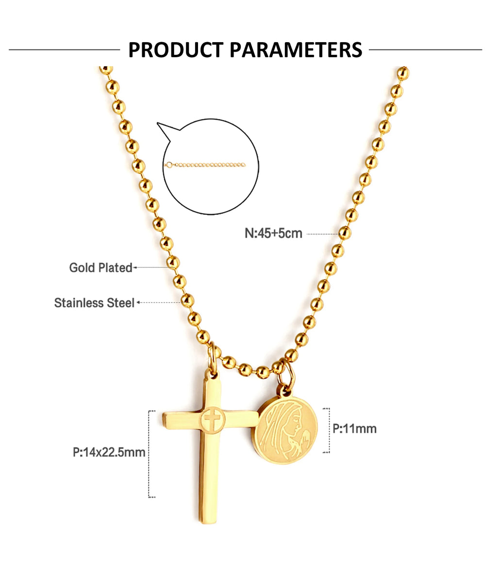 Classic Cross Pendant Necklaces For Women Girls Fashion Gold Plated Stainless Steel O Chain Collares Para Mujer Jewelry Gifts
