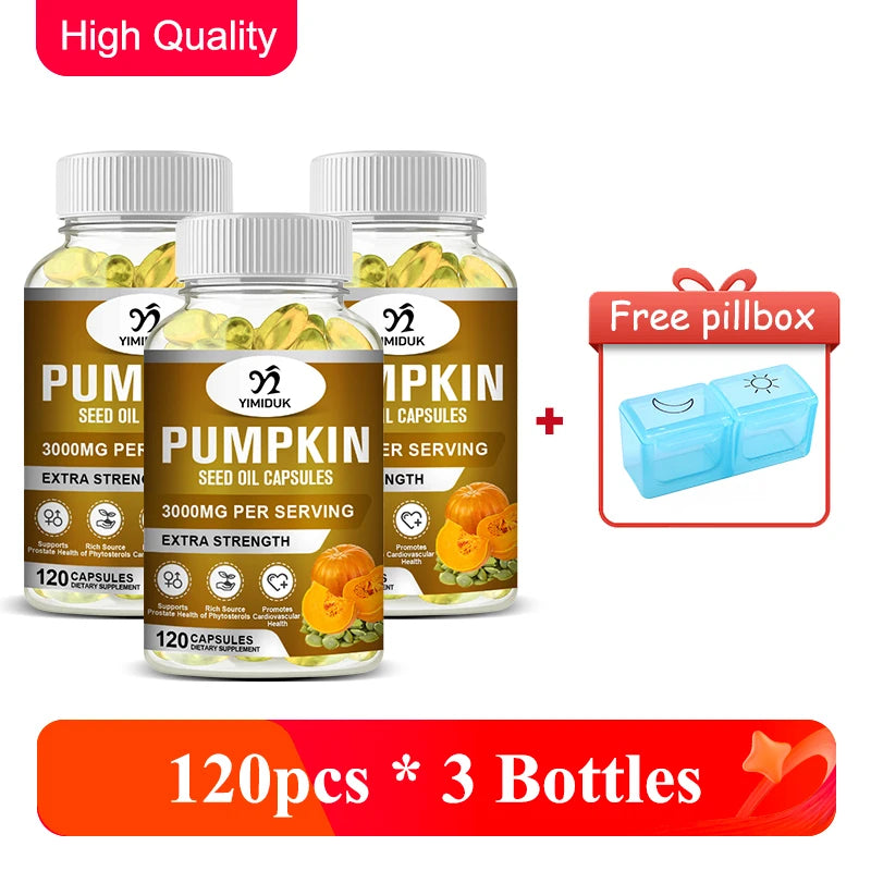 Best Pumpkin Seed Oil 3000mg Capsules, Support Heart Health, Cholesterol Support & Antioxidant Benefits, Overall Vitality, Vegan