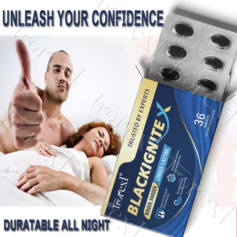 Black IgniteX Male Endurance Booster Supplement, Masculine Drive, Superior Pumps & Fullness, Saw Palmetto Oyster Tablets