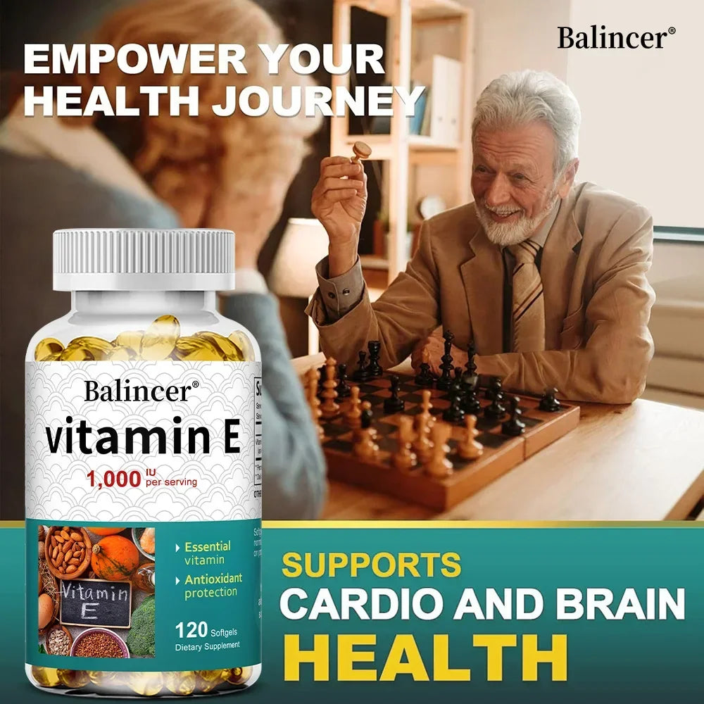 Vitamin E Supplement, 1000 IU Per Serving, Powerful Antioxidant, Supports Skin, Heart, Brain and Immune System – Non-GMO