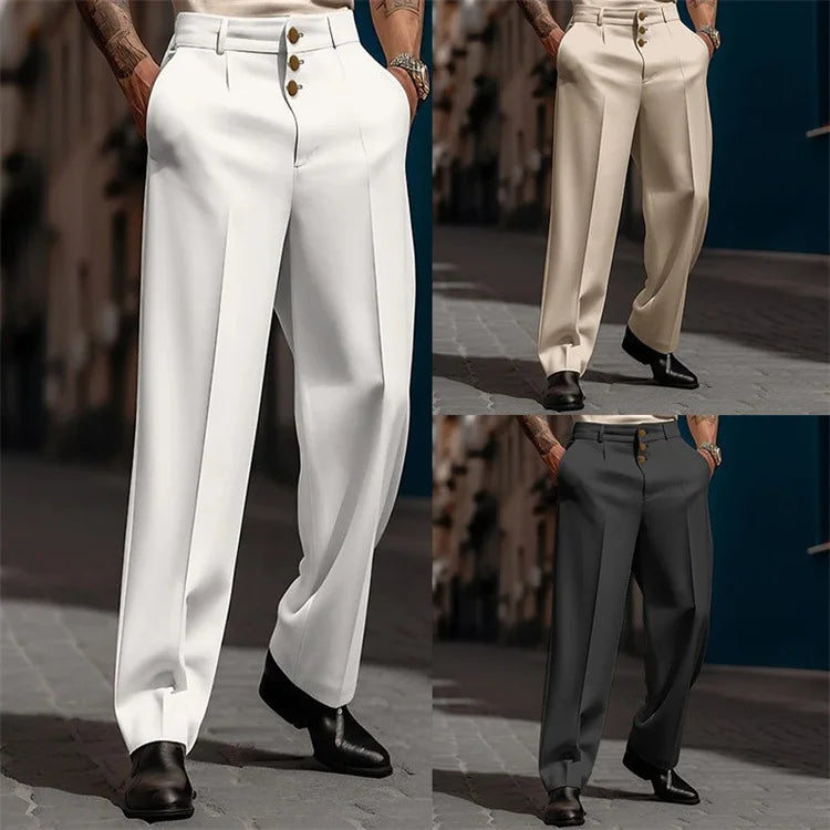 Men Fashion Business Pants Loose Casual Social Trousers Comfortable Straight Formal Pants Joggers Wide Long Pants Male Clothes