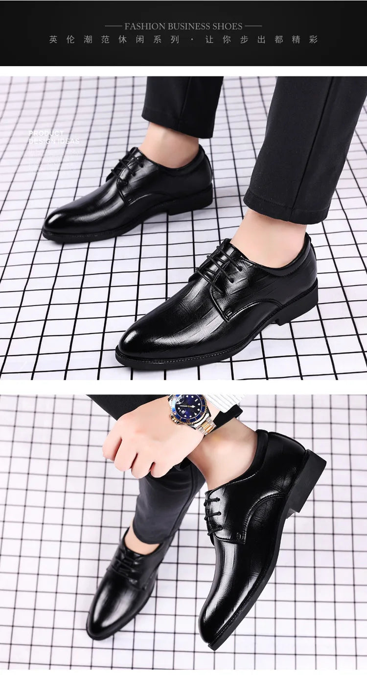 2026 New Mens Leather Dress Shoes Men's Formal Social Male Shoe Casual Business Pointed Toe Luxury Party Designer Shoes for Men