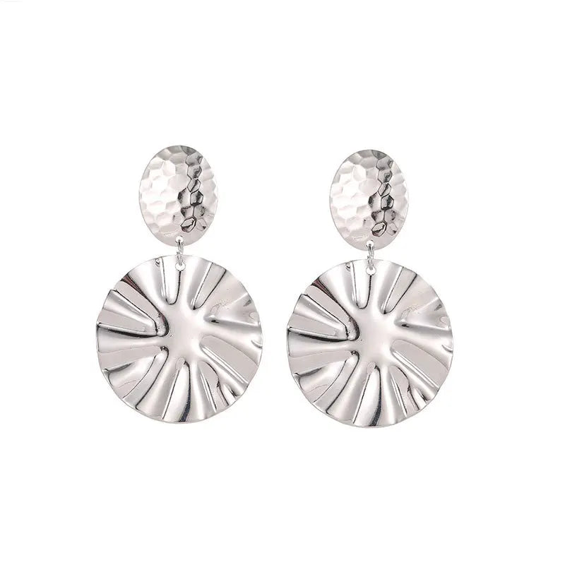 Stainless Steel Wrinkled Gold Color Earrings For Women Metal Earing Jewelry 2026 Trending Vintage Round Square Heart Earrings