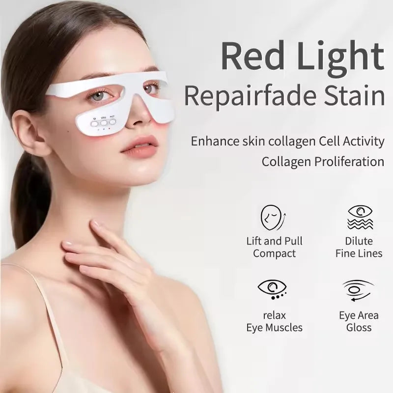 Eye Massager 3 Gear Red light Remove Eye Bags Dark Circles Puffiness Hot Compress Eye Relieve Eye Fatigue Wireless Use