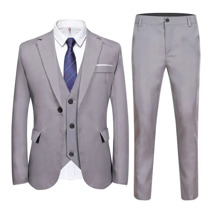 Suits Men Three Piece Suit Sets Turn Down Collar Full Sleeve Blazers Vest Long Pants Slim Fit Ensemble Wedding Evening Spring