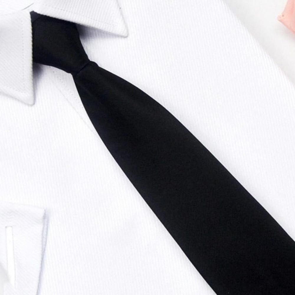 Black Simple Clip on Tie Security Tie Doorman Steward Matte Funeral Tie for Men Women Students