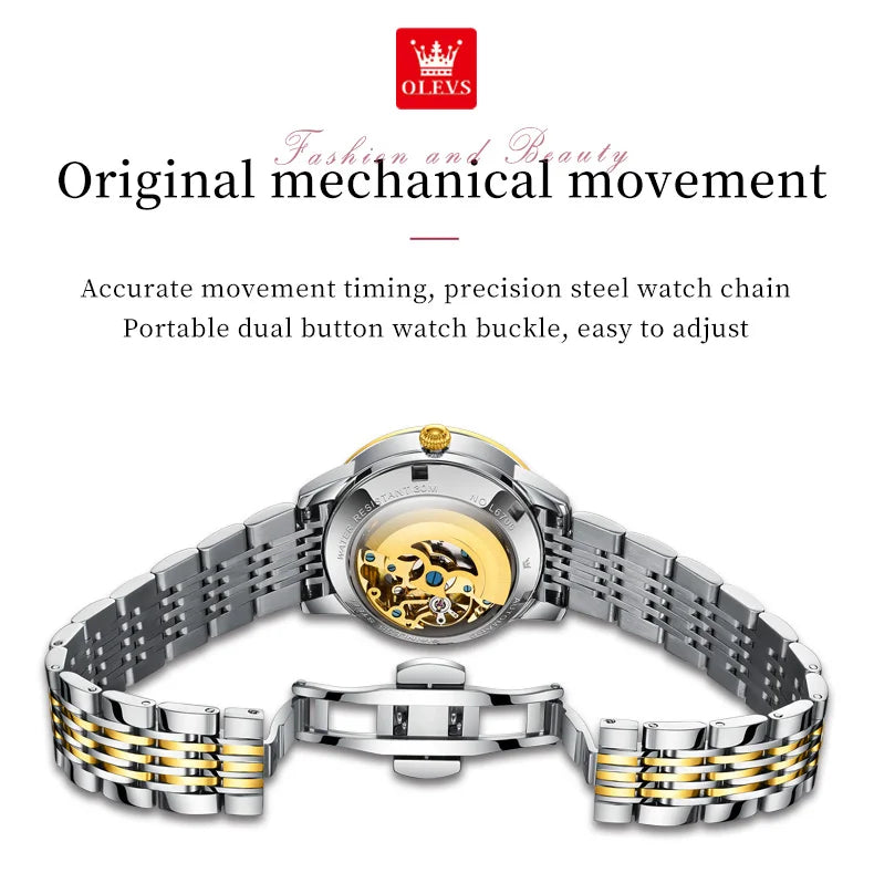 OLEVS 6706 Mechanical Watch for Women Luxury Waterproof Fashion Elegant Diamond  Automatic Ladies Watches