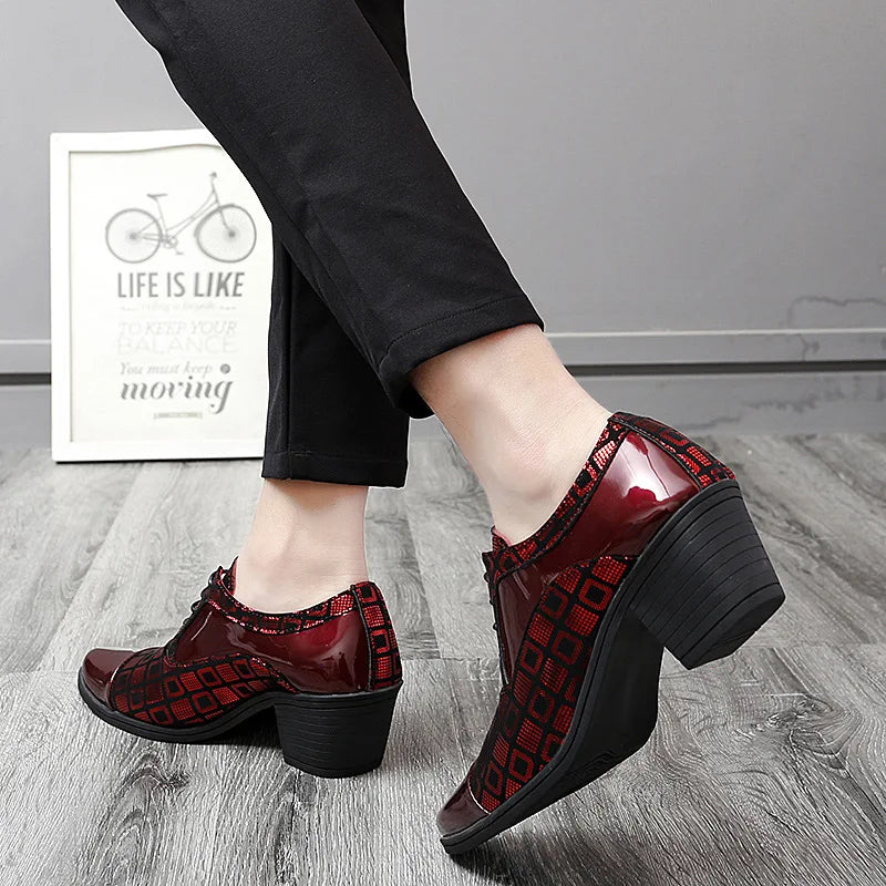 Men Formal Shoes High Heels Business Dress Shoes Male Oxfords Pointed Toe Formal Shoe for Man Luxury Wedding Party Leather Shoe