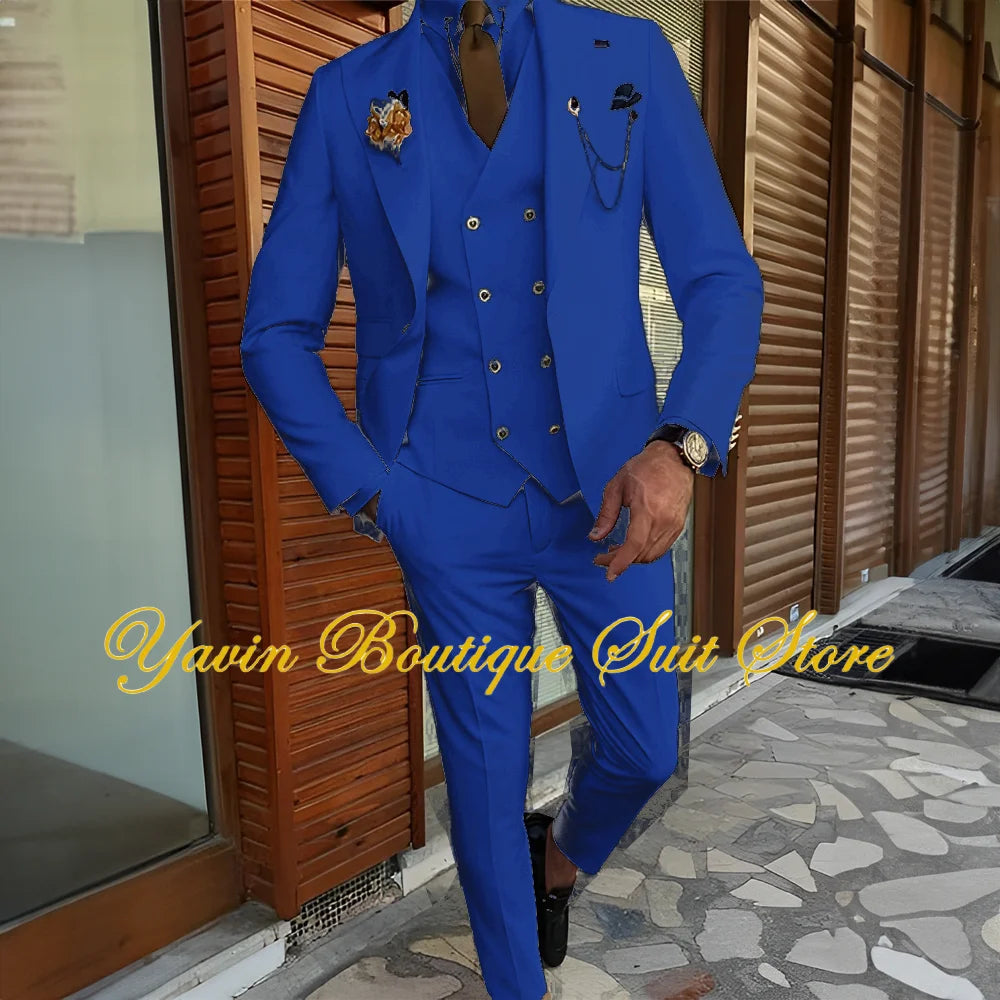 Men's Suit 3-piece Formal Blazer Pants Vest Wedding Groom Tuxedo Customized Elegant Men's Suits