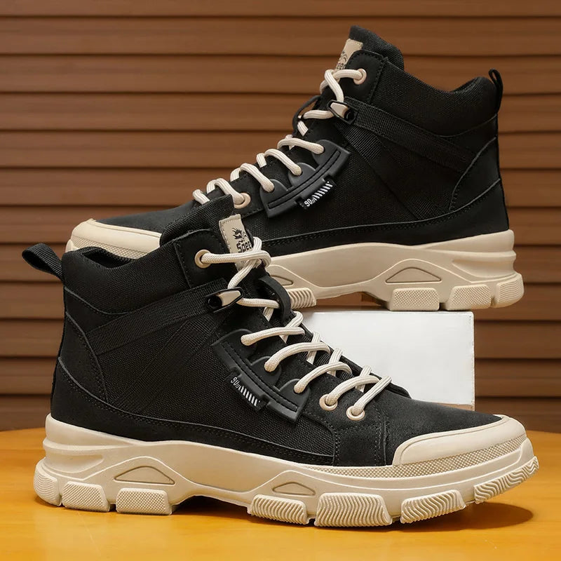 Men's High-Top Work Boots | Chunky Platform Outdoor Hiking Sneakers