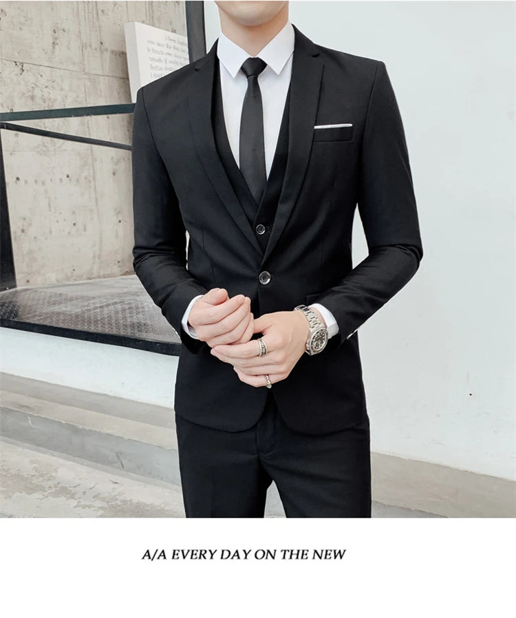 Suits for Men - 3 Pieces - New Fabrics - Fashionable Business Gentleman - Slim Fit - Wedding  Professional Business Formal Dress