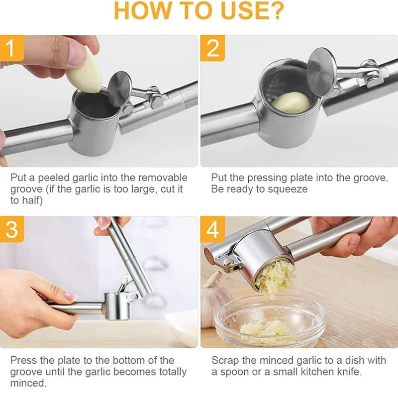 Garlic Press Mincer Stainless Steel Garlic Crusher for Kitchen, Detachable, Extended Edition 7inch, Rust Proof, Kitchen Gadgets