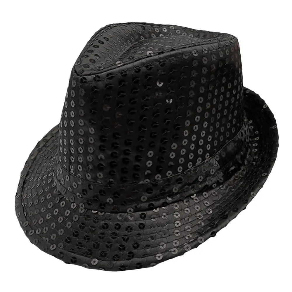 Men Women Jazz Hat Sequins Decorated Stage Dance Performance Cap Party Holiday Hat