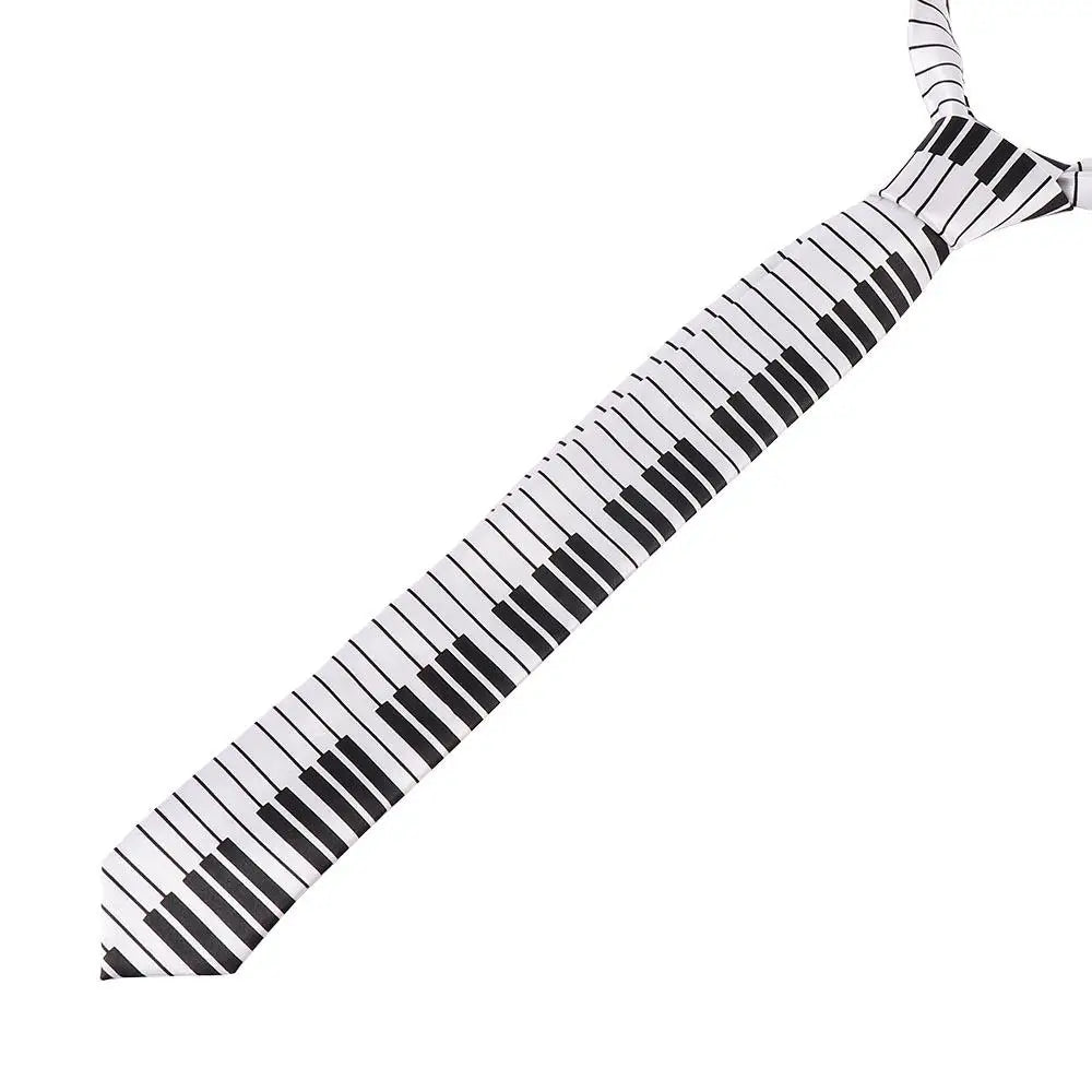 Gifts Classic for Men Fashion Black & White Skinny Tie Music Tie Piano Keyboard Necktie
