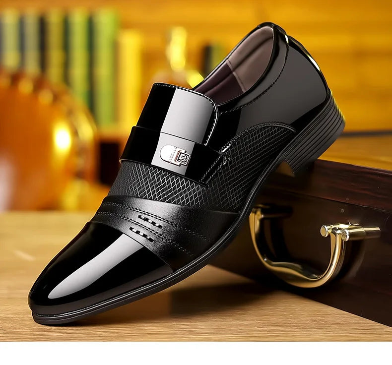 Men's Dress Shoes Pointed Toe Oxfords Classic Business Men Leather Shoes Slip on Wedding Casual Shoes Office Comfortable Loafers