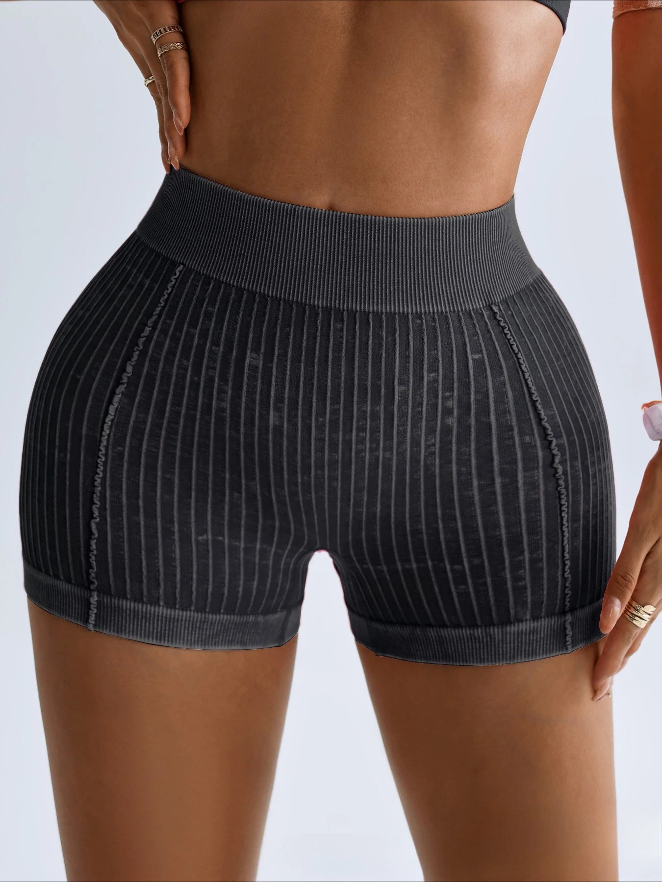 Woman Clothing Casual Shorts High Waist Ribbed Short Pants Outdoor Sports Shorts Female Yoga Fitness GYM Tights Running Trousers