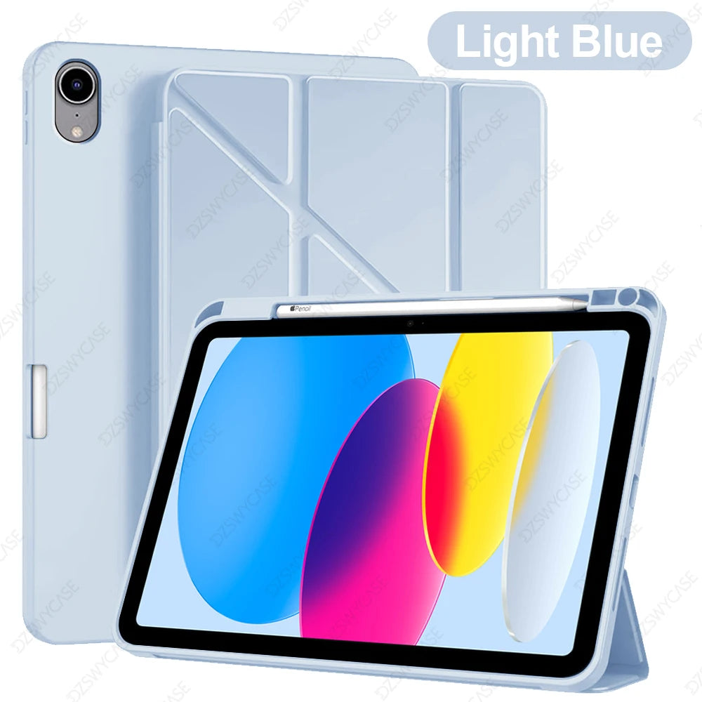 Case for iPad 10th Gen 10.9, For iPad 11th Gen A16 11 Cover, Silicone Slim Protective, with Pencil Holder, Y-Shaped Stand