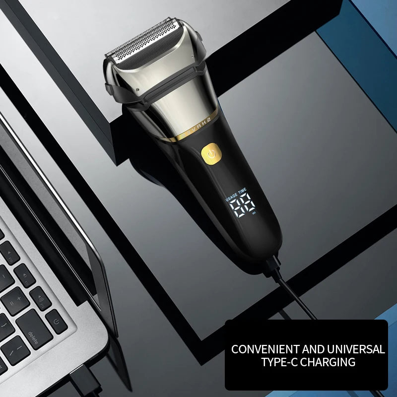 Electric Shaver 4D For Men Rechargeable Shaving Beard Razor Trimmer Machine For Barber USB Type-C Rechargeable Waterproof HT-909