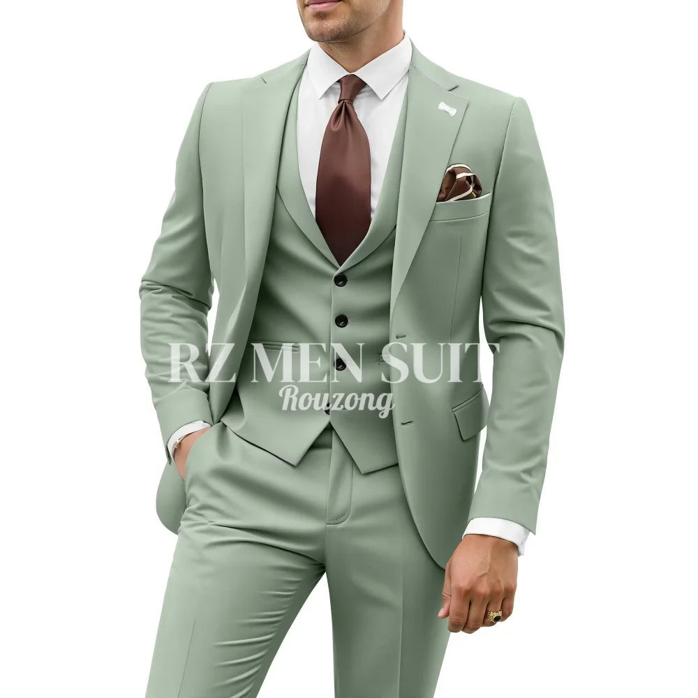 Mens Suit 3 Piece Suits for Men Slim Fit Wedding Groom Suit Men Blazer Vest Pant Suits for Prom Business Formal costumes hommes
