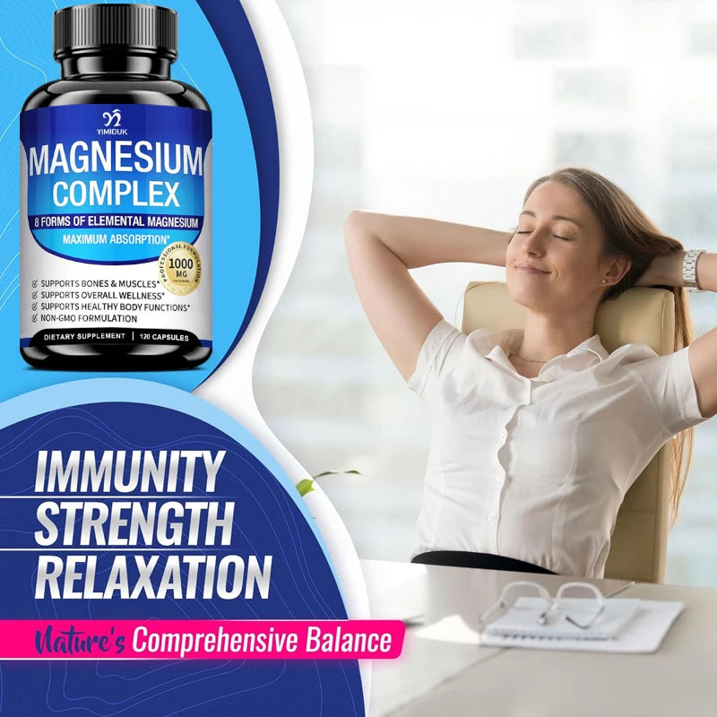 Magnesium Supplements, with Magnesium Glycinate, Magnesium Oxide, Support Stress Relief, Sleep, Heart Health, Nerves, Muscles